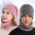thumbnail image 3 of Neckerchief Set Solid Color Warm Unisex Hat Supplies Plush Knit Hat For Winter, 3 of 10