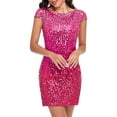 thumbnail image 2 of PrettyGuide Women's Sequin Bodycon Dress Cap Sleeve Boat Neck Glitter Club Party Cocktail Dress, 2 of 6
