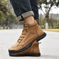 thumbnail image 6 of Havenx Leather Boots Mens Wide Leather Shoes Fashion Mid Top Driving Shoes Waterproof Arch Support Pressure Spacious Toe Box Outdoor Walking Shoes,Brown 48(US-12.5), 6 of 6