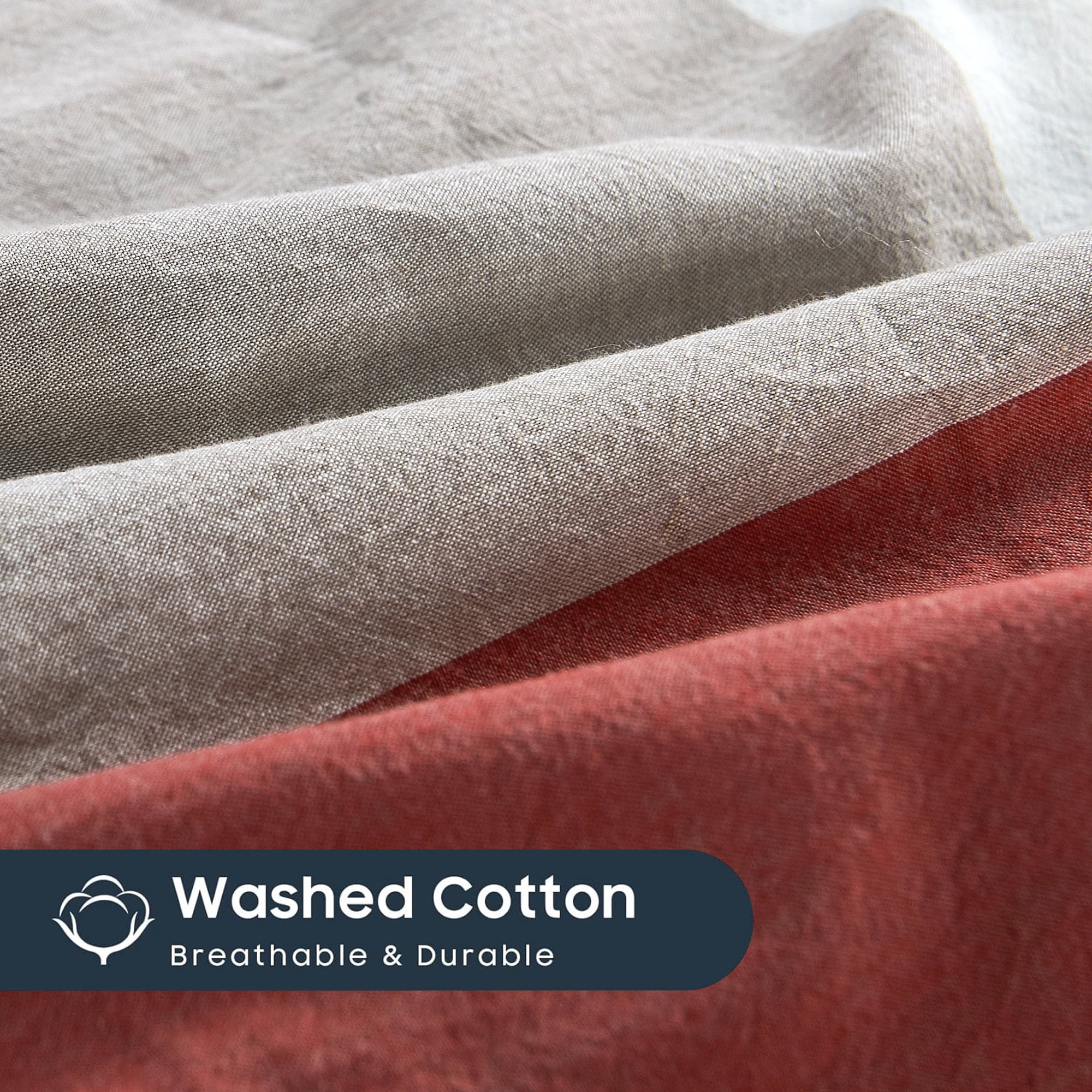 Home Soft Things 3 Piece Washed Cotton Duvet Set - Buffalo - Cherry - King (102" x 90")