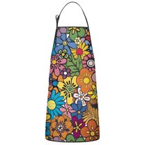 Pioneer Flower Floral Print Pattern Apron-Garden Aprons for Women with Pockets-Cotton Linen Waterproof Kitchen Cooking Gardening Aprons Adjustable for Kitchen,Cooking,BBQ and Salon 33x27 Inch