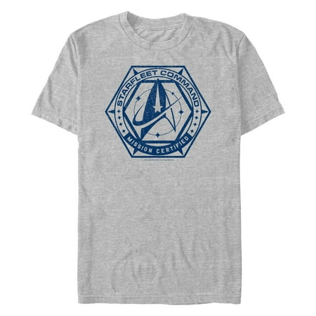 Men s Star Trek: Discovery Mission Certified Distressed Graphic Tee Athletic Heather Large