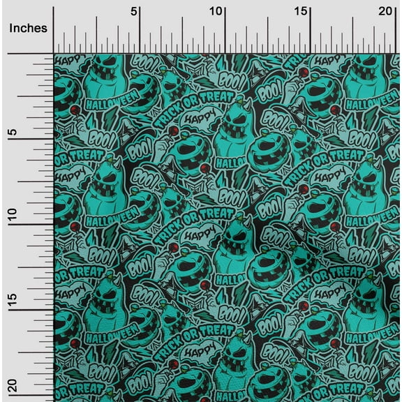 oneOone Cotton Jersey Turquoise Blue Fabric Halloween Fabric For Sewing Printed Craft Fabric By The Yard 58 Inch Wide