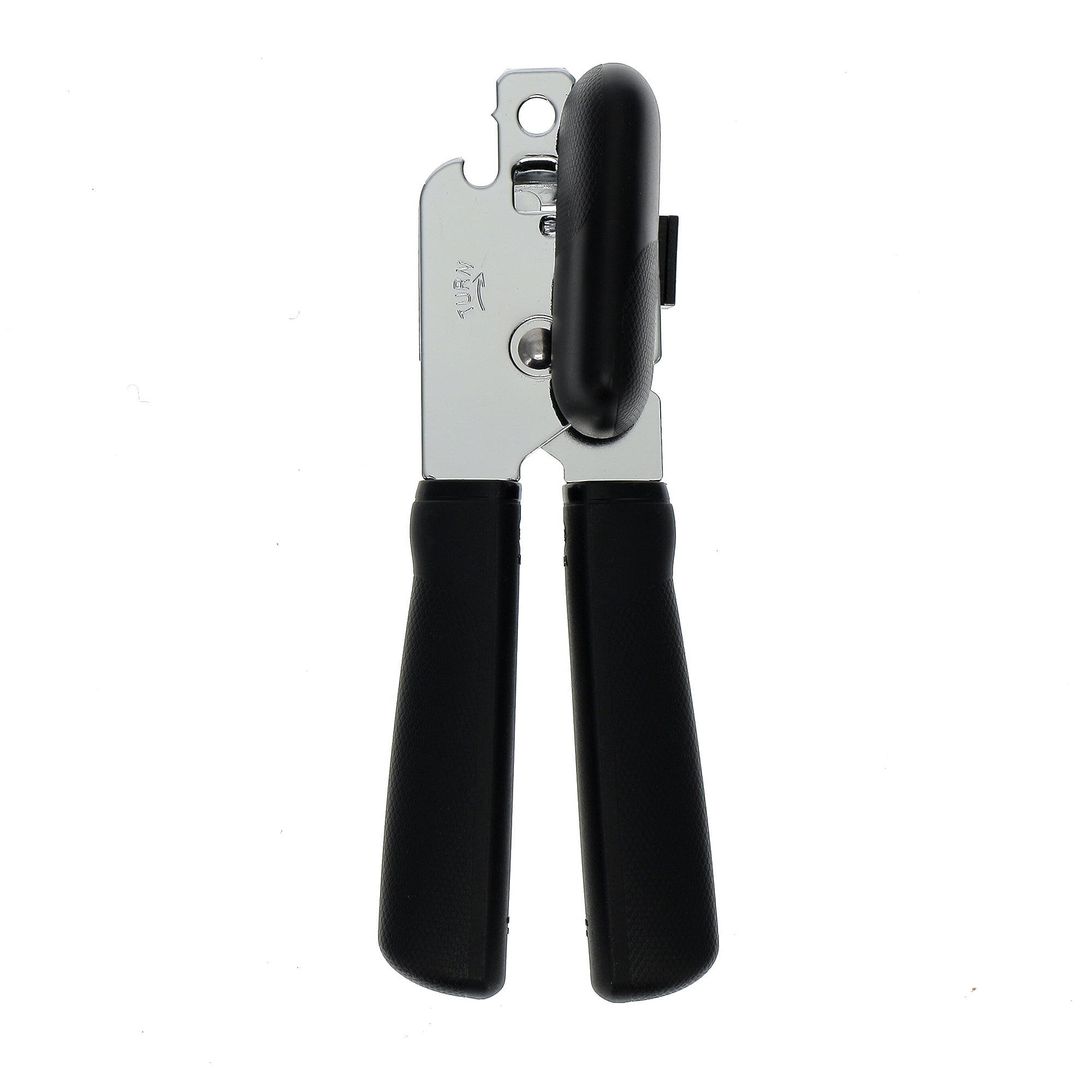 Mainstays Stainless Steel Manual Can Opener with Textured Grip Handles, Black
