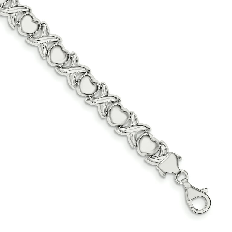 925 Sterling Silver X O Bracelet 8 Inch Fancy Chain Stampato Fine Jewelry For Women Gifts For Her
