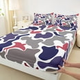thumbnail image 3 of Feelyou Cartoon Camo Camouflage Full Size Sheets, Blue Square Abstract Bed Sheets, Teens Kids Boys Girls Sheet Sets, Luxury Bedroom Decor, 4 Pieces, 3 of 7