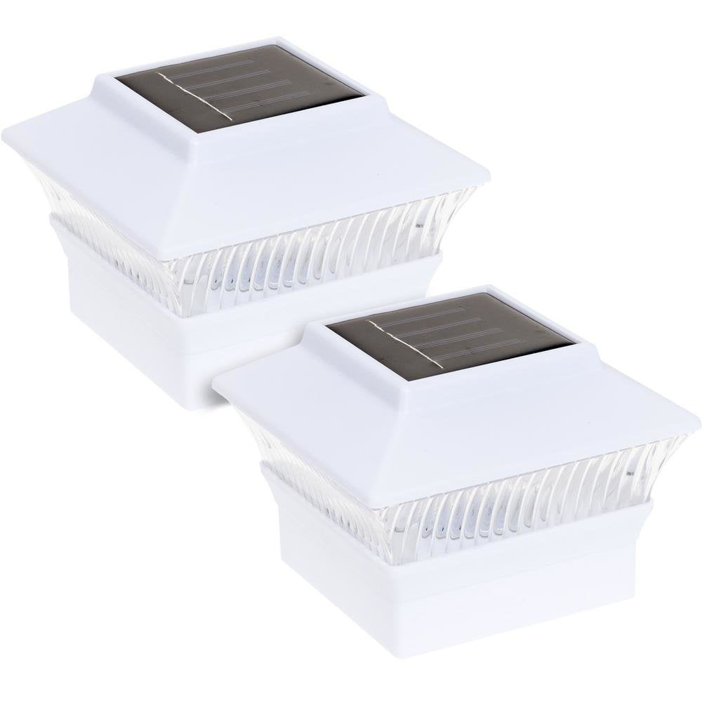 1-Pack Solar White 4"x4" Square Deck Post Fence Light Bright LED PL244W 