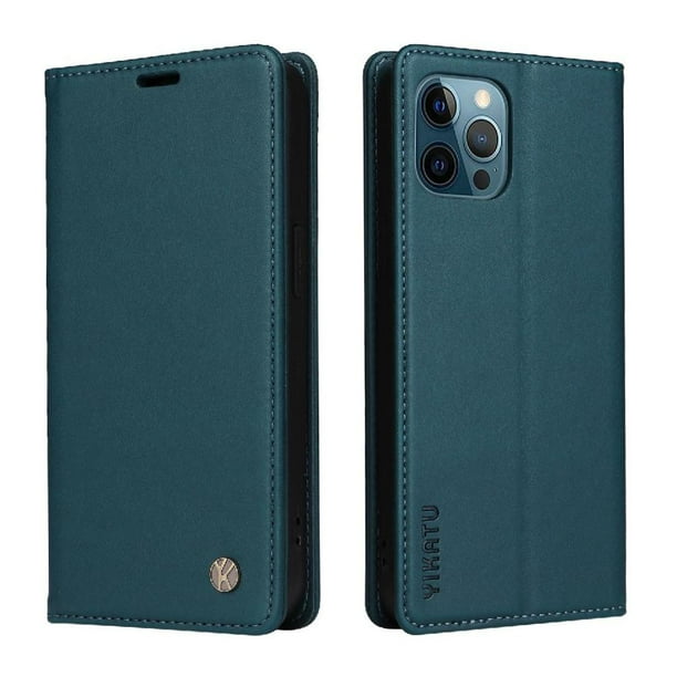 Funda para iPhone 12 Pro Max Estuche de Cuero PU Tipo Cartera con Ranuras para Tarjetas y Cierre Magnético