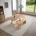 thumbnail image 2 of 5' Farmhouse Indoor Dining Bench, Elm Wood Shoe Bench Entryway Bench, Natural Wood Kitchen Table Benches, Bed Bench, 2 of 8