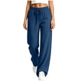 thumbnail image 2 of Cloaraye Sweatpants Women Drawstring Elastic High Waist Wide Leg Pants Solid Color Casual Workout Pants with Pockets, 2 of 6