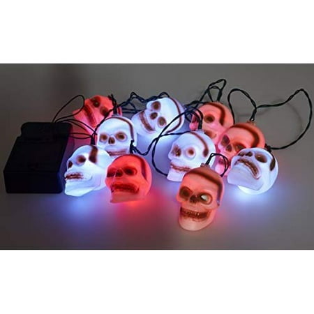 Lantern With Motion Detector Halloween String Lights, 10 Big 3 Inch Battery Powered Jack o Lantern Blinking Lights with Motion Sensor and Halloween Music, Halloween Decorations. (Skull) ()