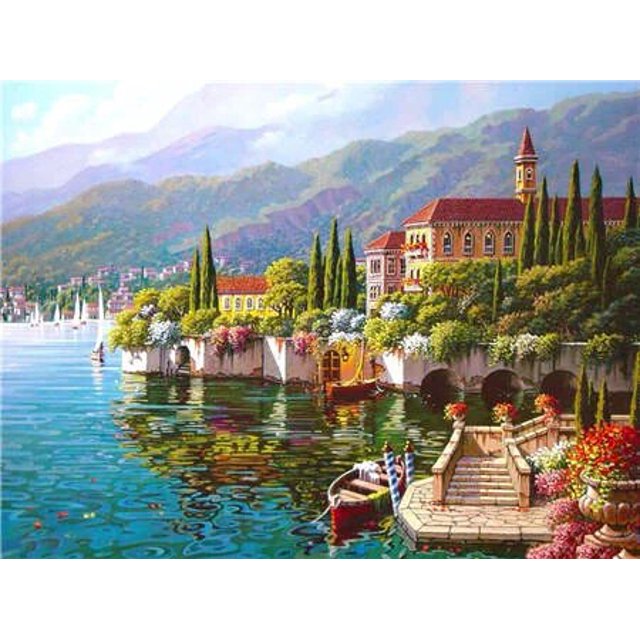 Pintura de diamantes 5D DIY, paisaje, puerto de invierno, Kit de punto de cruz, bordado de diamantes redondos completos, mosaico, regalo de Art Deco