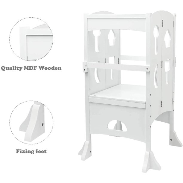 Arlopu Wooden Kitchen Step Stool for Kids / Toddlers, Folding Tower