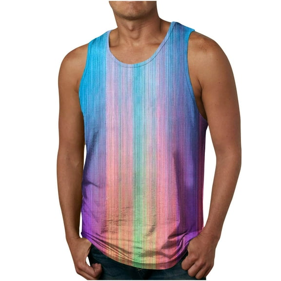 Yuwull Men's Tank Tops Summer Casual Novelty Sleeveless Crew Neck Shirt Colorful Top Tees Shirt Green 6X-Large