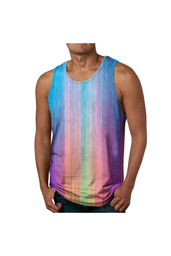 IROINNID Round Neckline Summer Tops For Men Sleeveless New 3D Tank Top Sports Sleeveless T-shirt Tank Top/shirt Blouses Pullover Graphic Print Tops