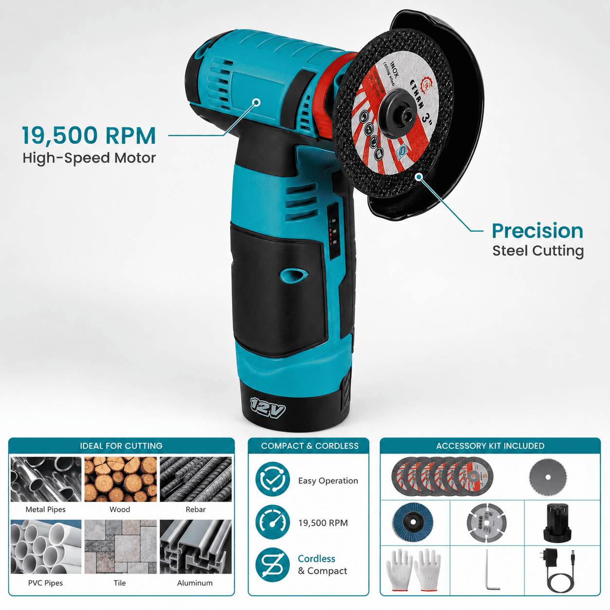 12V Cordless Mini Angle Grinder