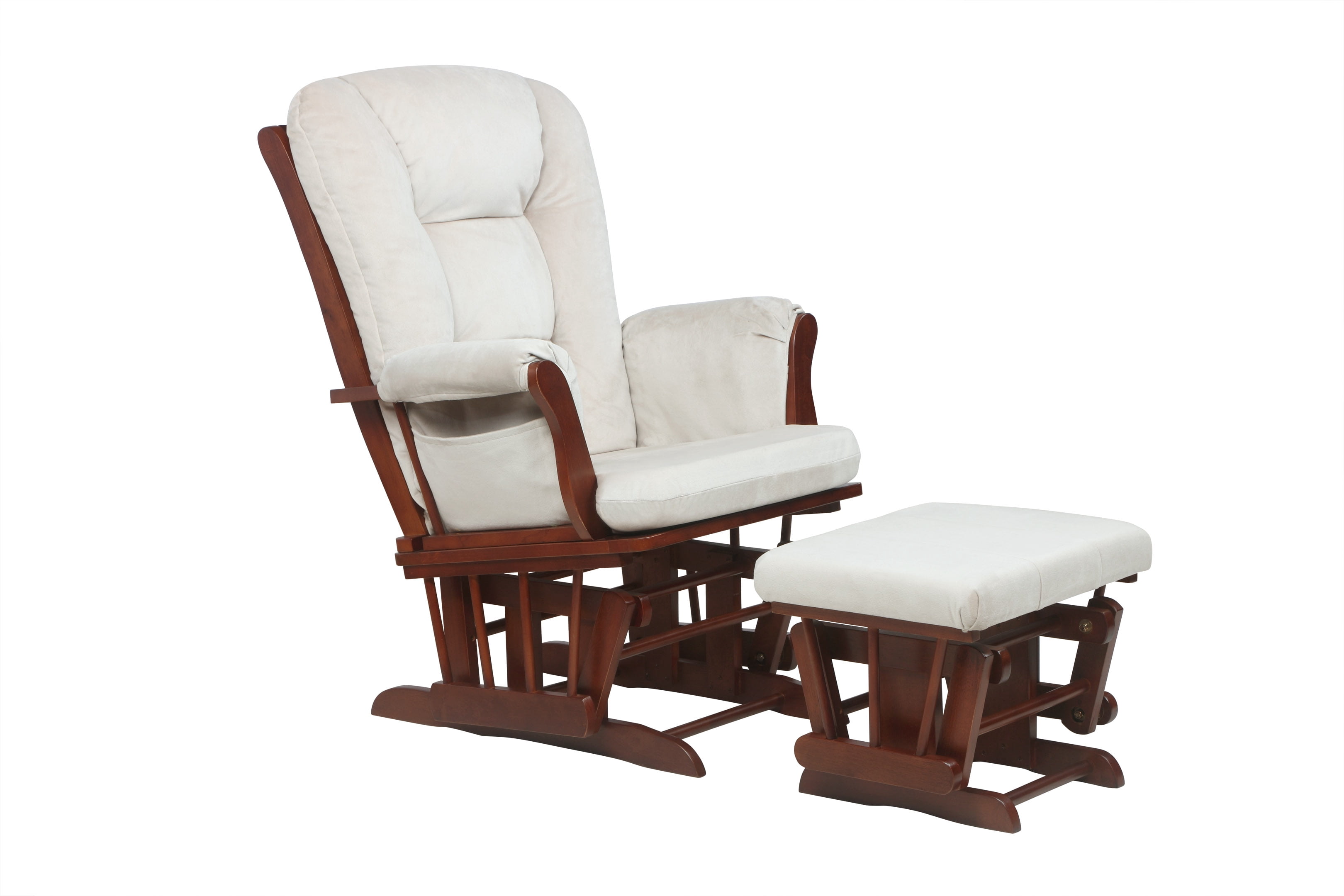 AFG Baby Furniture Glider Rocking Chairs Kids Modern Comfort Hardwood with Ottoman, Espresso/Beige