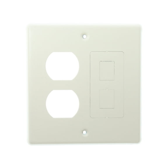 Wiremold V4047BF 2-Gang Cover Duplex & Modular Furniture Fitting, Ivory