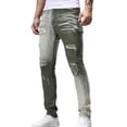 thumbnail image 2 of Blmnix Ripped Jeans Trousers for Men Cargo Skinny Jeans Slim Fit Low Waisted Sweatpants Slim-Leg Long Green Mens Pants Casual,S, 2 of 9