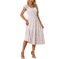 thumbnail image 2 of INSPIRE CHIC Women's Floral Square Neck Elastic Waist Flare Maxi Dress XS White, 2 of 6