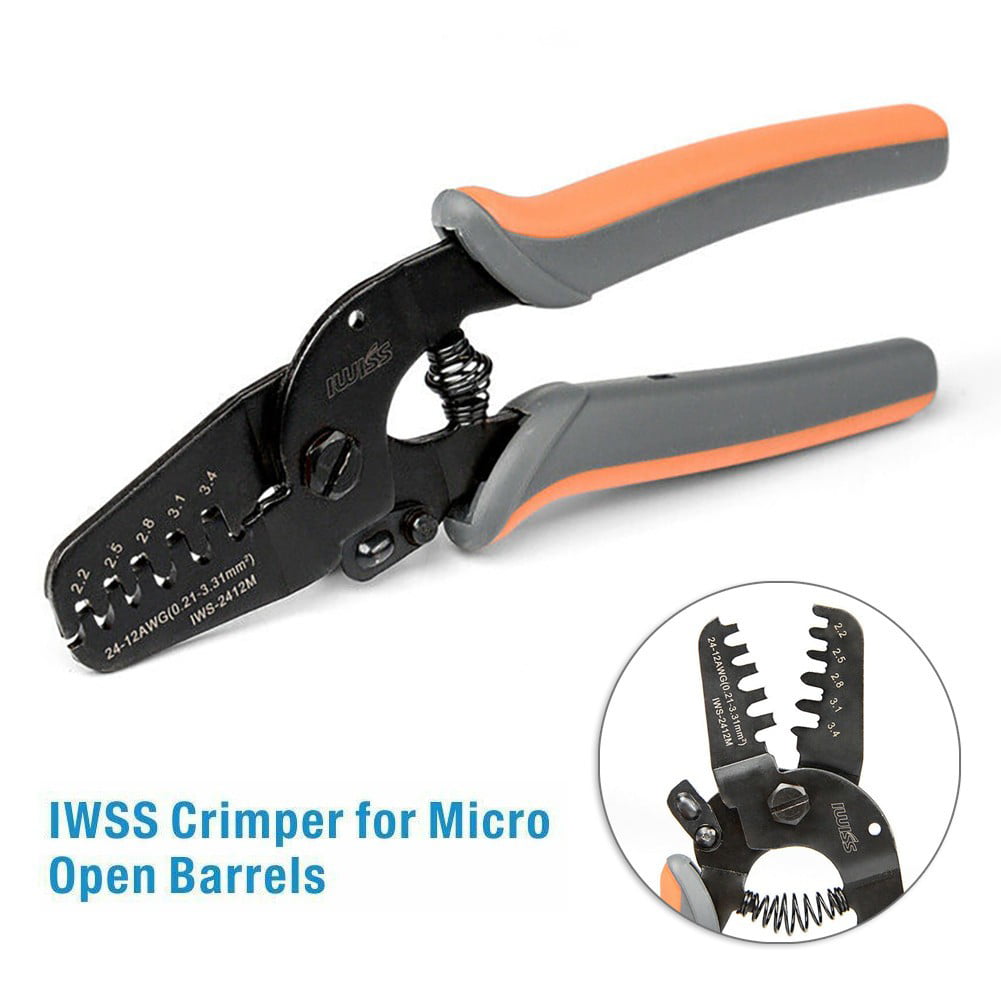 Mini Open Barrel Crimping Tools Crimper Terminal Plier IWS-2412M for 24-12AWG 