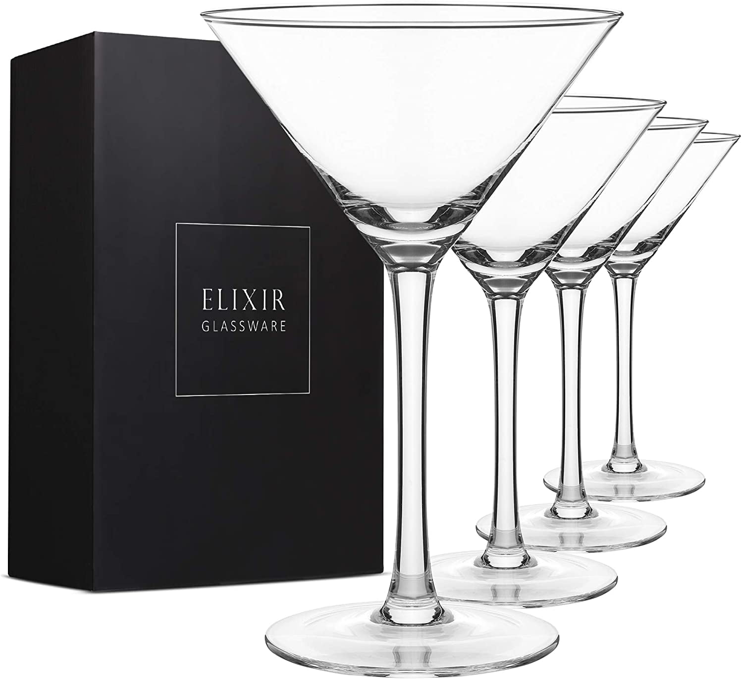 YAWALL 8.5 Oz Stemless Cocktail Glasses for Martini Martini Glasses Set of 4 Lead-free Crystal Heavy Base Dessert Glassware Home Bar Use Housewarming Party Gifts Margarita & More 