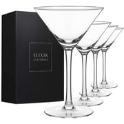 Elixir Glassware Martini Glasses Set of 4 - Hand Blown Crystal Martini Glasses with Stem - Elegant Cocktail Glasses for Bar, Martini - 9oz, Clear