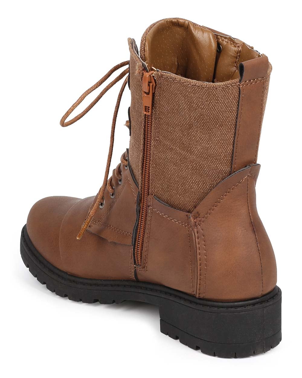 Montibello Com Women Mix Media Canvas Cap Toe Zip Combat Boot Dd53 Shoes Clothing Shoes Jewelry