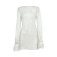 thumbnail image 5 of Ketyyh-chn99 Robes Formelles pour Femmes Robe d'Été Femmes Élégante à Manches Évasées Soirée Fête Robe Formelle Grande Taille Blanc,P, 5 of 5