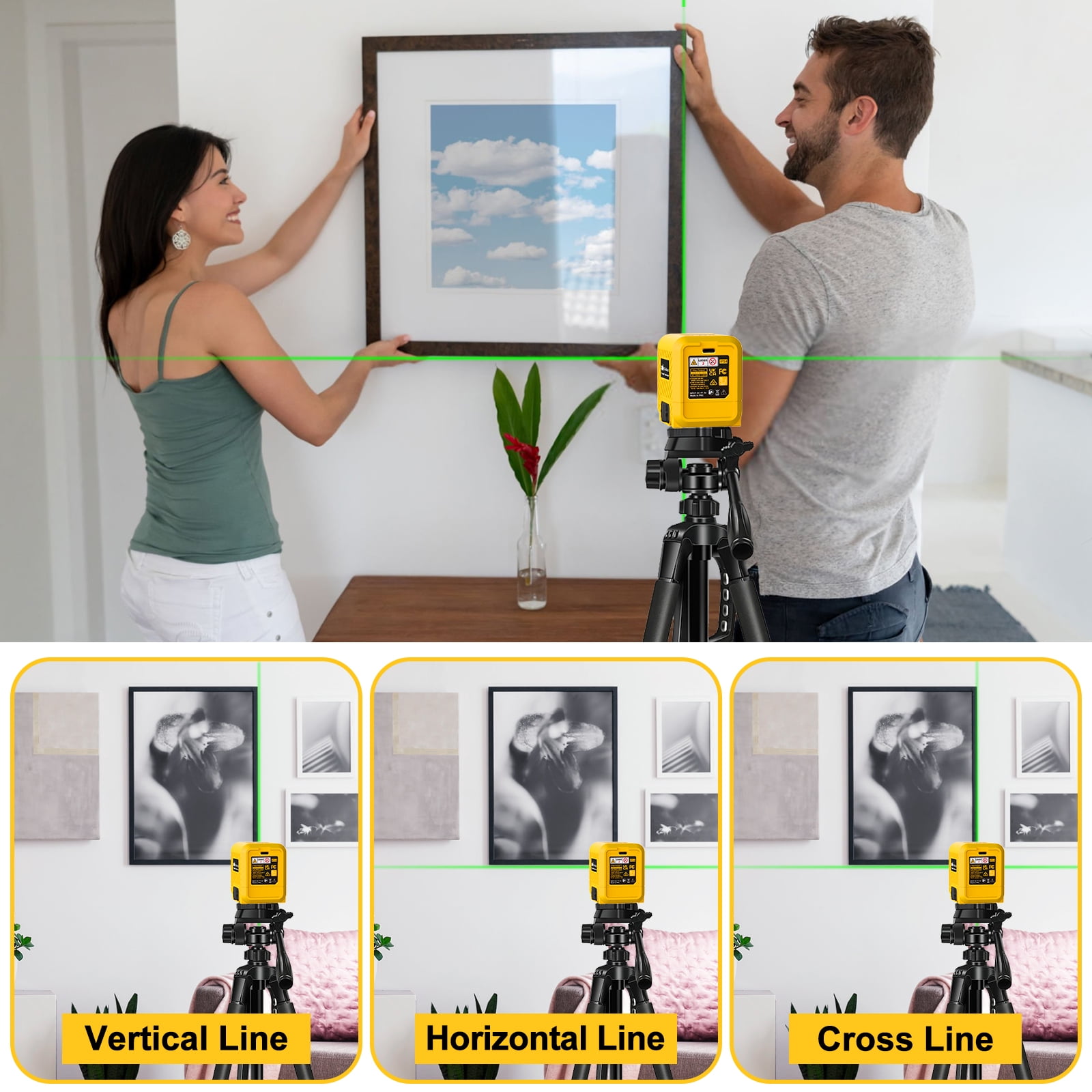 GloBest Portable Rechargeable Green Laser Level, 100ft Range, IP54 Waterproof, Type-C Charging, 360° Magnetic Bracket