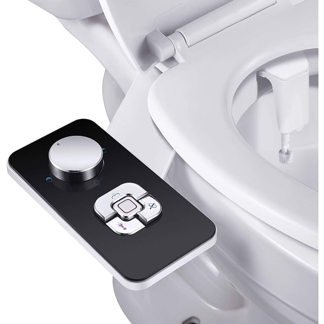Bidet Attachment , Non-electric Cold Water Bidet Toilet Seat Attachment with Pressure Controls,Retractable Self-cleaning Dual Nozzles for Frontal & Rear Wash