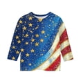 thumbnail image 5 of YOUYEDIAN 3/4 Sleeve Shirts for Girls 2026 Floral Print Tops Crew Neck T Shirt Casual Tees Dark Blue 9-10 Years, 5 of 5