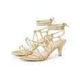 thumbnail image 6 of BLISSFUL STEP Knot Lace Up Slingback Kitten Heel Sandals for Women Gold 5.5, 6 of 8