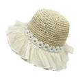 thumbnail image 3 of CHENge Women's Summer Straw Bucket Hat with Breathable Lace Cutout Design for Sun and Outdoor Travel, 3 of 3