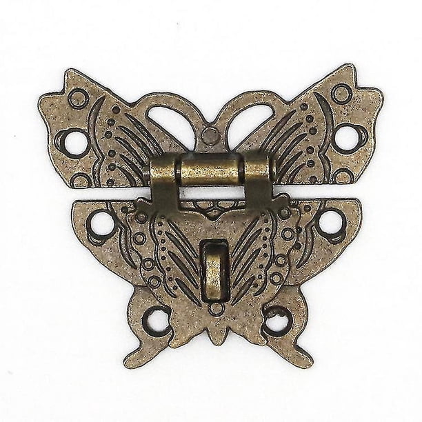 Pestillo de estilo Pestillos vintage Cierre de cerrojo Cierre de hebilla de mariposa Cerradura para gabinete decorativo Armario Caja de joyería Caja de regalo Maleta Mejor