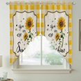 thumbnail image 2 of Sunflowers Swag Valances for Windows 2 Pack, Kitchen Window Curtains 36 Inch Length, Yellow Floral Watercolor Botanical Checkered Rustic Privacy Swag Curtains for Living Room/Bathroom 36"x36", 2 of 8