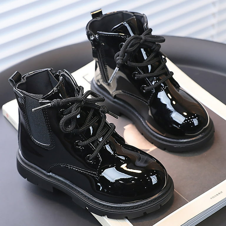 rinsvye Fashionable Versatile Solid Lace Up Girls And Boys Short Boots Toddler Little Kid Children Boots Plain Boots Kids Knee High Boots Kids Snow