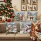 thumbnail image 4 of Juego de 4 fundas de almohada navideñas | Fundas de almohada con estampado navideño de Papá Noel | Fundas de cojín decorativas de poliéster de 45 x 45 cm para sofá cama y salón, 4 of 5