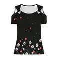 thumbnail image 5 of perfectbot Womens Floral Print Blouses Summer Casual Shirts Short Sleeve V-Neck Relaxed Fit Hollow Out Tops S-XXL, 5 of 6