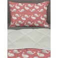 thumbnail image 3 of Whale Comforter & Sham Bedding Set, Whales with Stars on Pink Backdrop Cheerful Sea Life Pattern, 3 pcs Duvet Set Microfiber Filling Quilt, 5 Sizes, White Coral Teal, by Ambesonne, 3 of 4