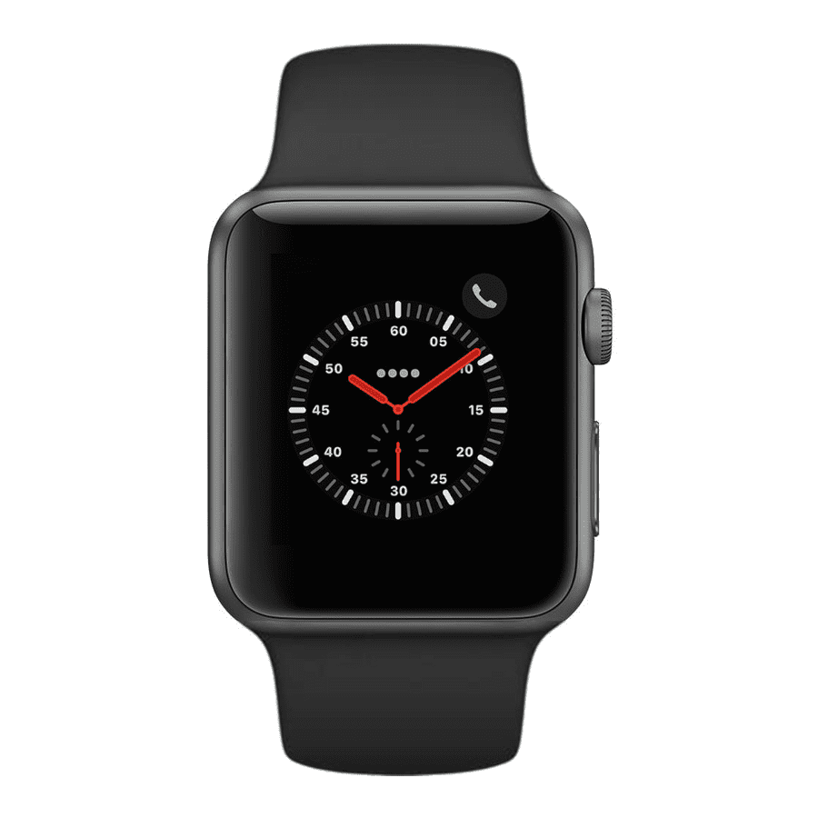 Apple Watch Series 3, 38MM, GPS + Cellular, Space Gray Aluminum Case, Black  Sport Band (Non-Retail Packaging)