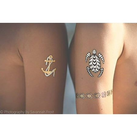 Phoenix Bird Tattoo (8 Pages of Metallic Temporary Tattoos for Kids (Boys and Girls) - Bears, Wolves, Turtles, Lizards, Spiders, Birds, Jewelry, Animals, Butterflies, Bracelets, Flowers, Hearts, &)