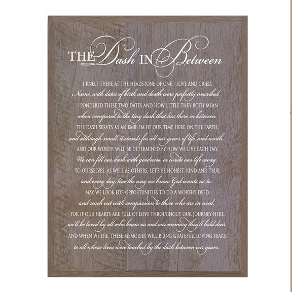 LifeSong Milestones Wood Memorial Barnwood Hanging Wall Plaque Sympathy Gifts Idea - Dash in Between