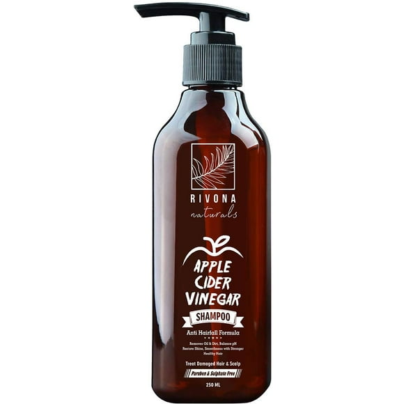Rivona Naturals Apple Cider Vinegar Shampoo, Anti dandruff & Hair fall Control Shampoo - Restores Shine & Smoothness - No Parabens, Sulphates & Silicones- 250 ML