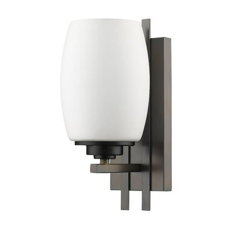 

HomeRoots 398707 11.5 x 5 x 6.5 in. Sophia 1-Light Oil-Rubbed Bronze Sconce with Frosted Glass Shade