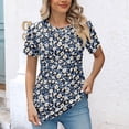 thumbnail image 5 of Hrsba Womens Blouses Casual,Summer Print Pleated Short Sleeve Crewneck Lightweight Ladies Blouses Tees, 5 of 5