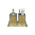 thumbnail image 1 of Amazing Rugs BATHSETSQGTR1120 Ambrose Exquisite Square Soap Dispenser & Toothbrush Holder with Tray - Gold Crushed Diamonds Glass - 3 Piece, 1 of 1