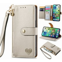 Feishell for Samsung Galaxy S23 FE Case,RFID Blocking Wallet Case for Women Men,Premium PU Leather Credit Card Holder Zipper Pocket Magnetic Buckle Flip Kickstand Phone Case with Wrist Strap,Gray