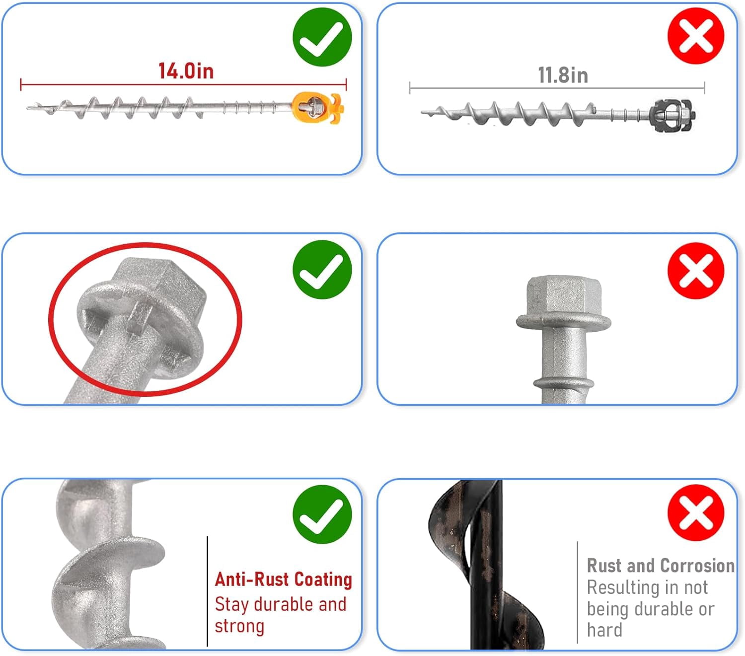 16 PCS Heavy Duty Aluminum Screw Tent Stakes for Camping - Rust Proof Ground Anchors with Hand Crank