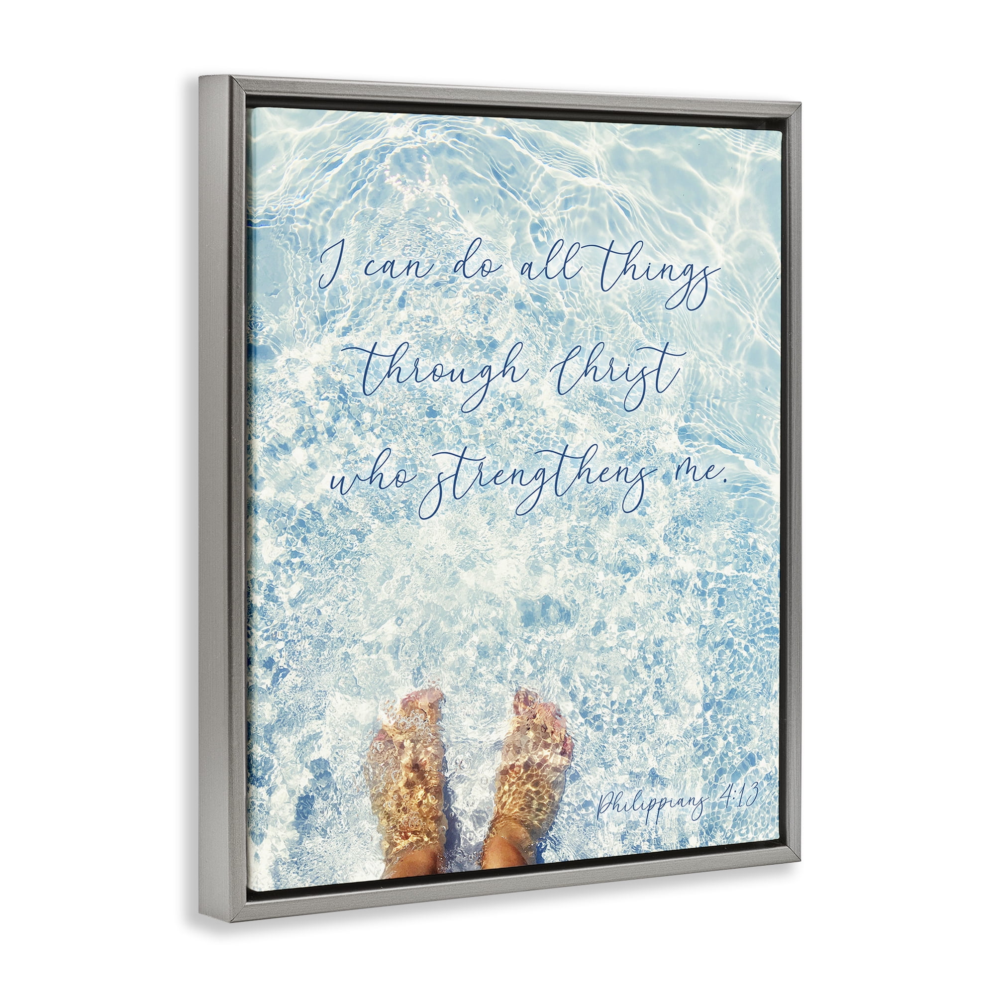 Stupell Industries I Can Do All Things Gray Framed Floater Canvas Wall Art, design by Sarah Jane